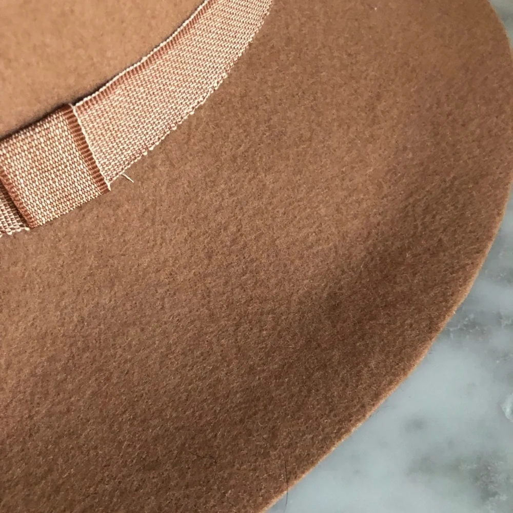 D&Y Wool fedora in camel color with grosgrain ribbon trim Style #HAPN1521 - Picture 9 of 12